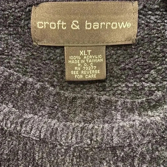 Croft & Barrow Crew Sweater Chenille Blue Brown Orange Striped Men’s Size XLT - Picture 6 of 6